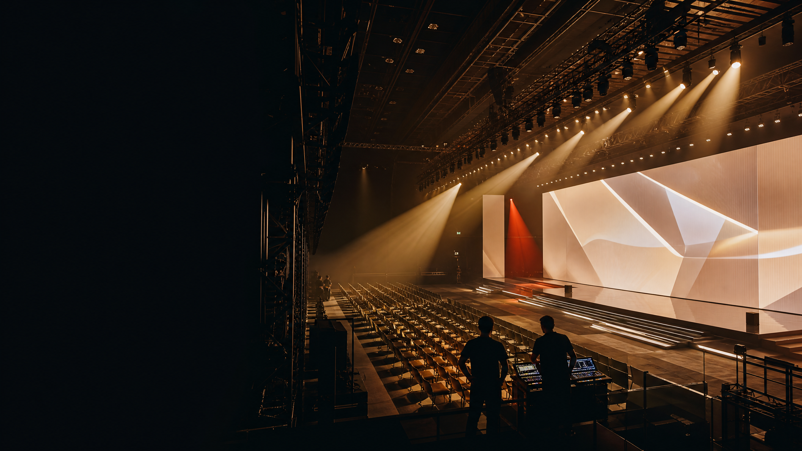 Corporate gala stage prepared by an event production team