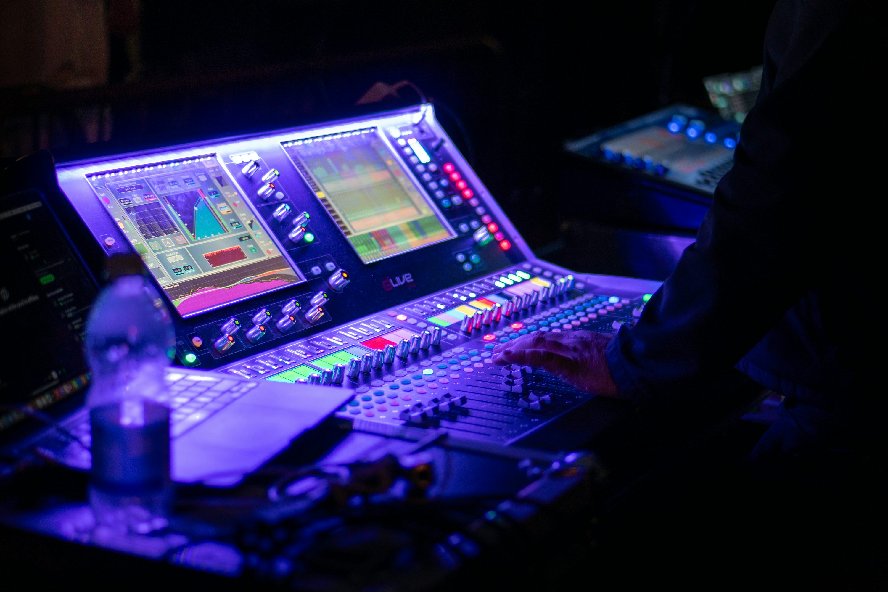 Professional event lighting and audio control position